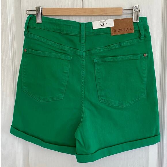 Judy Blue Karla High Rise Tummy Control Shorts XL Kelly Green St Patricks Day - Picture 2 of 4
